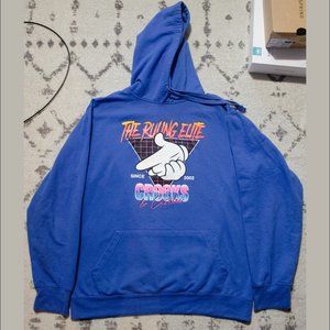 Crooks & Castles Hoodie L Blue Pullover Sweatshirt Illuminati Air Gun Logo